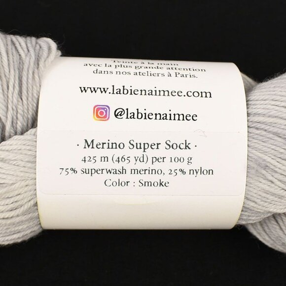 La Bien Aimée Merino Super Sock Yarn Hand-Dyed Superwash Merino Nylon Smoke